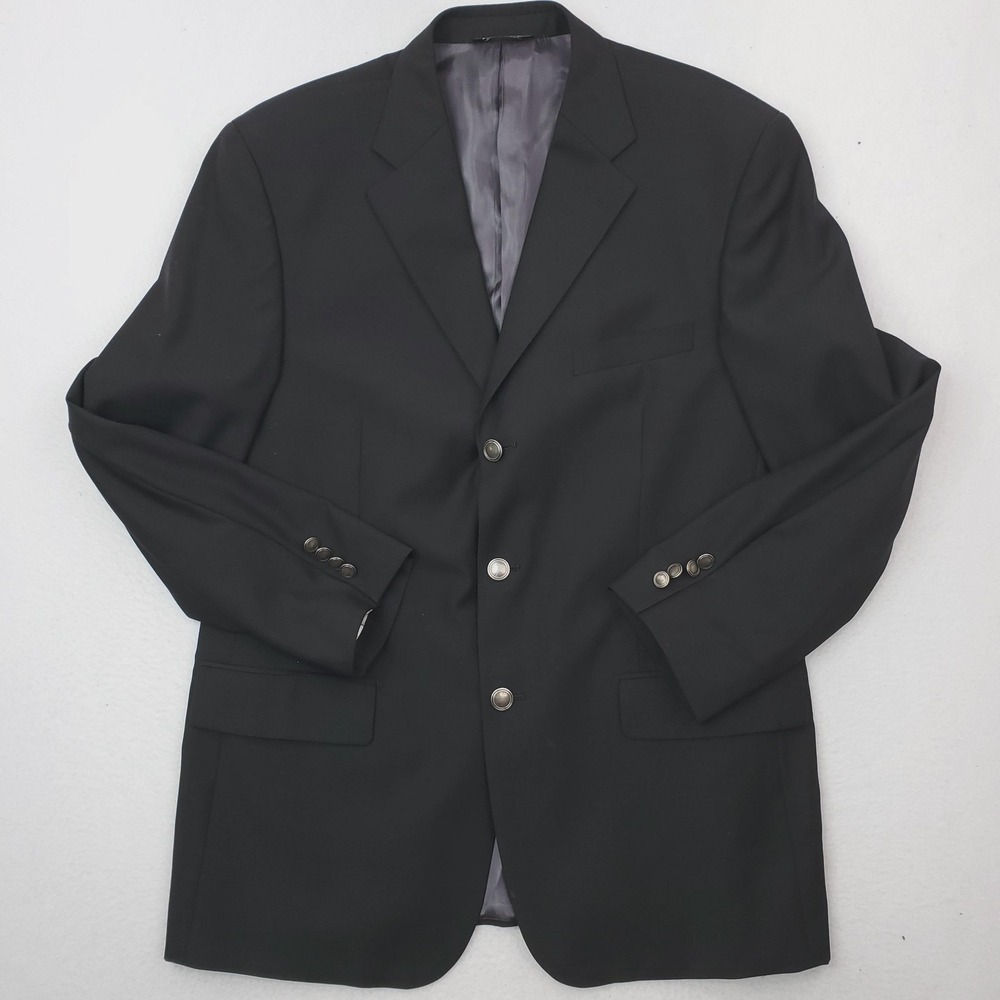 F.R. Tripler Blazer Mens 42R Black Lana Lux Super 120s Merino Wool Suit Jacket